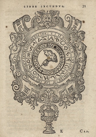 engraving of della Porta's decoder volvelle
