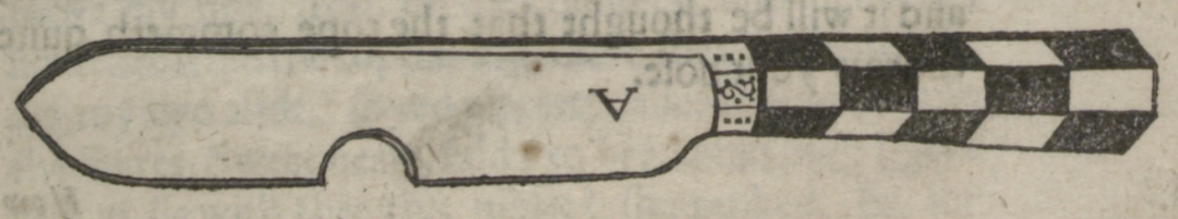 diagram of trick knife with notch for nose