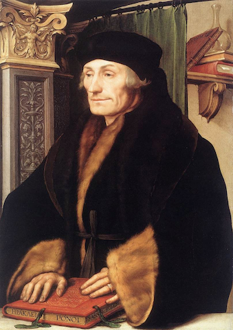 painting of Erasmus, looking serious