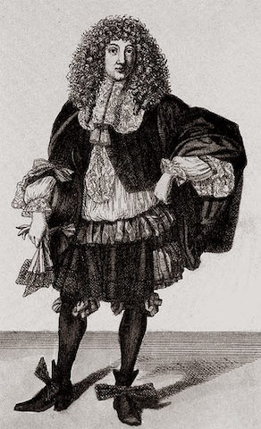 engraving of gentleman in wig and many layers