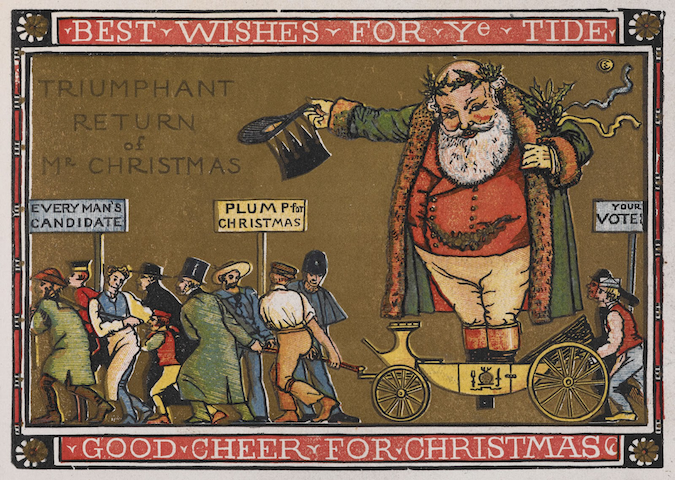 Father Christmas campaigning for votes