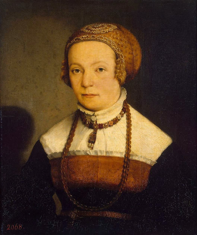 painting of woman with minimal eyebrows