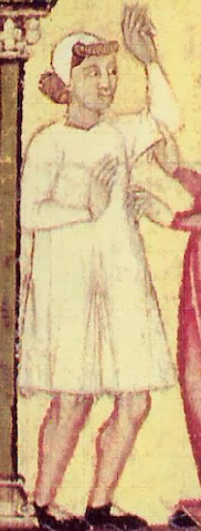manuscript illustration of youth modeling white undergarment