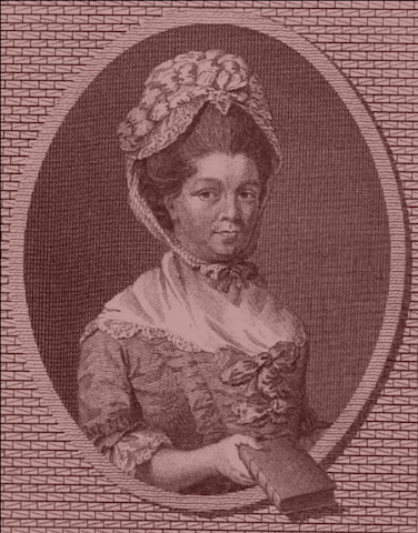 pink engraving of Elizabeth Raffald, cookbook author
